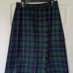 OOPS California- Plaid Blue Tartan Wrap Around Skirt -1970's Vintage! Size 9/10